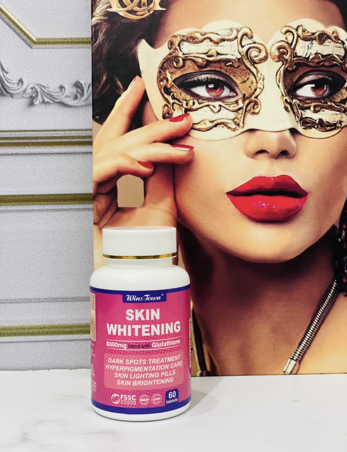 سفید کننده و ضدلک گلوتاتیون Skin whitening wins town دوز ۸۰۰۰ و ۶۰عددی