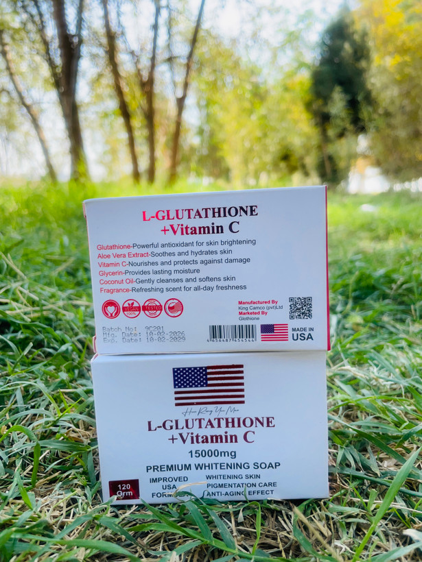 صابون سفید کننده و ضدلک ال گلوتاتیون+ویتامین سی ۱۵۰۰۰ آمریکایی 🧼 L-GLUTATHIONE + VITAMIN C | 15000mg